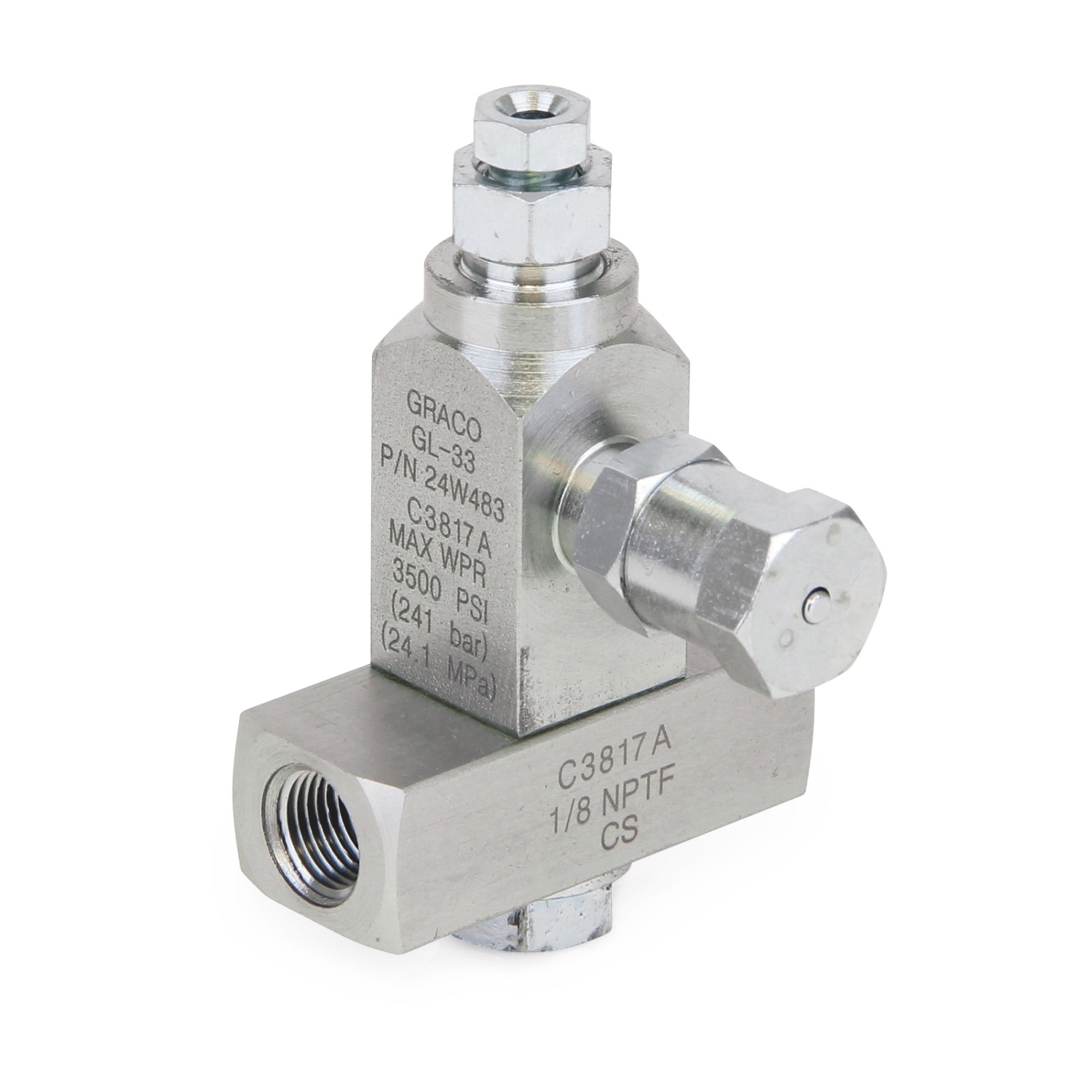 1 Inyector de aceite GL-42™, acero al carbono, colector de 1 inyectores, 1/8 NPT x 1/8